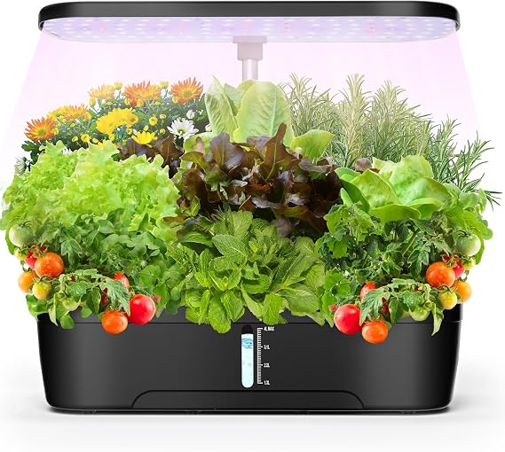12-Pod Hydroponics Growing System with 159 LED Grow Lights, Adjustable Height Indoor Herb Garden Kit for Vegetables, Fruits & Herbs Indoor Gardening System