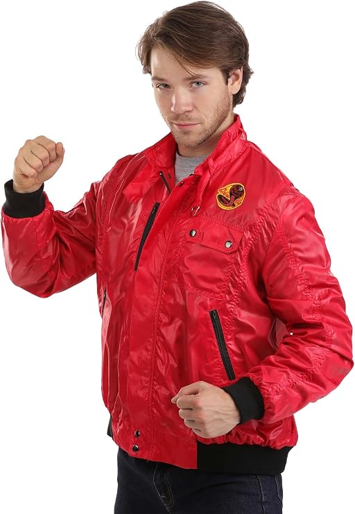 Karate Kid Cobra Kai Adult Men?s Jacket, Authentic Halloween Costume with Embroidered Patch Logo