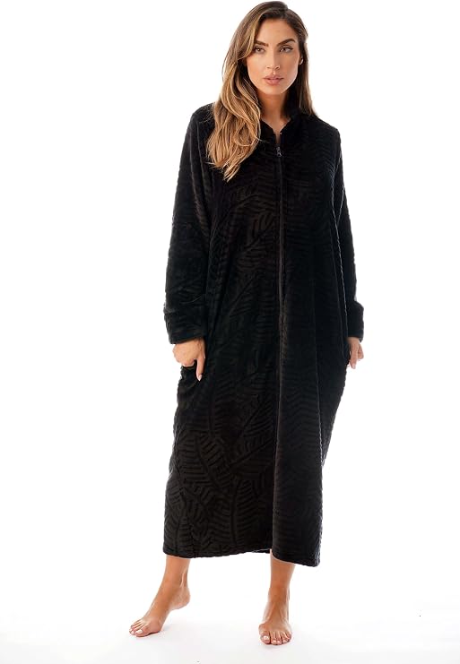 Just Love Plush Zipper Lounger Solid Robe