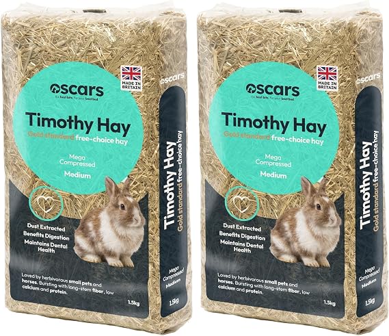 Oscars Timothy Hay, 3kg - Gold-Standard Rabbit & Guinea Pig Food Hay