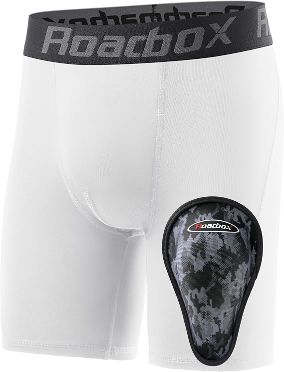 Roadbox Youth Boys Compression Shorts with Protective Cup Baseball Football