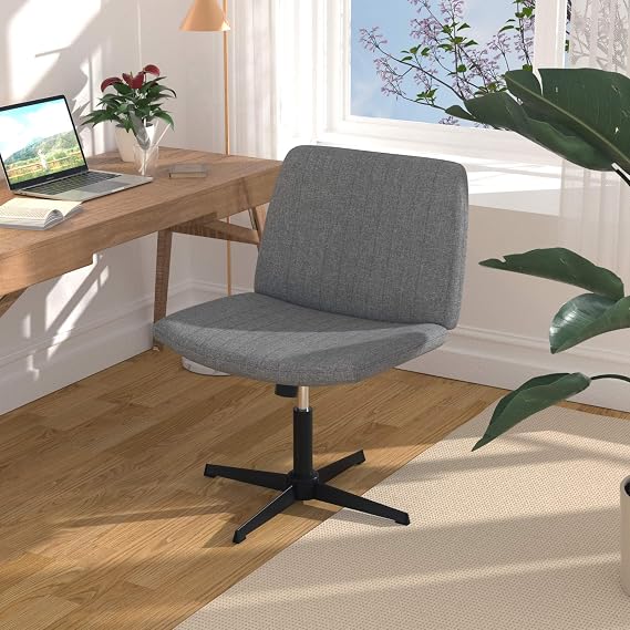 Criss Cross Armless Desk Chair, Height Adjustable, Grey