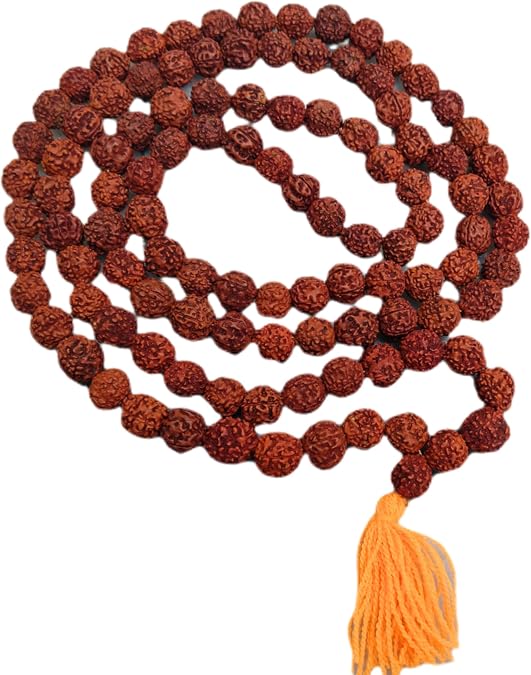 Rudraksh Japa Mala Certified with Japa Bag Gomukhi | Genuine Natural Original Rudraksha Prayer Beads Ornament Rosary Garland Rudraksha Mala 5 Sided Panchmukhi Necklace