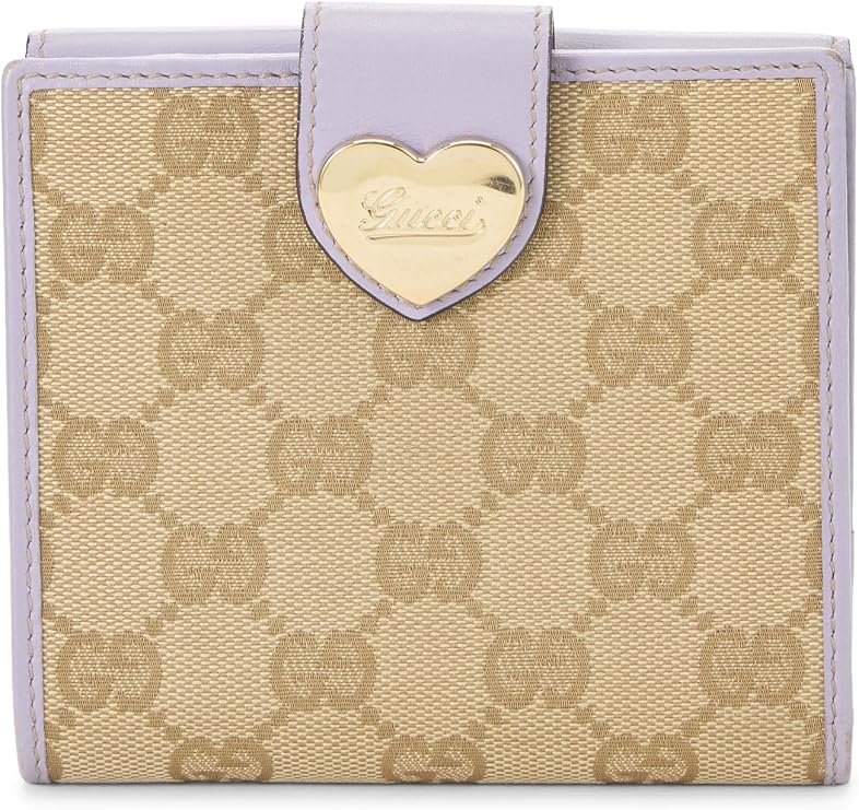 Pre-loved Purple Original GG Canvas French Compact Wallet, Purple