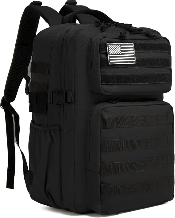 Wotony Military Tactical Backpack for Men Waterproof Daypack 3 Day Assault Pack Molle Bag with Water Bottle Holder (Black, 35L)