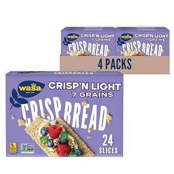 Wasa Crispn Light 7 Grains Crispbread, 4.9 oz Pack of 4, Crackers, Non-GMO Ingredients, 7 Grain Blend, 20 Calories per Slice