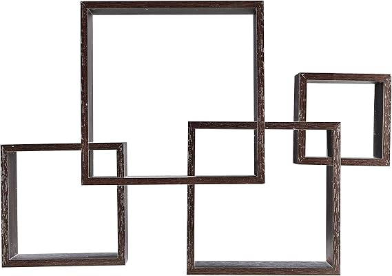 Danya B Decorative Wall Mount Floating Intersecting Cube Accent Wall Shelf - Black