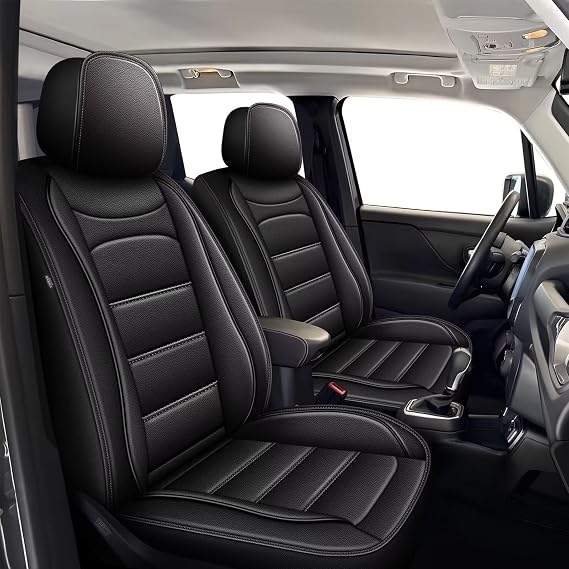 IKABEVEM Car Seat Covers Fit for Jeep Renegade 2015-2023: Full Set Faux Leather Automotive Seat Covers- Car Seat Protector (5 Seats/Black)