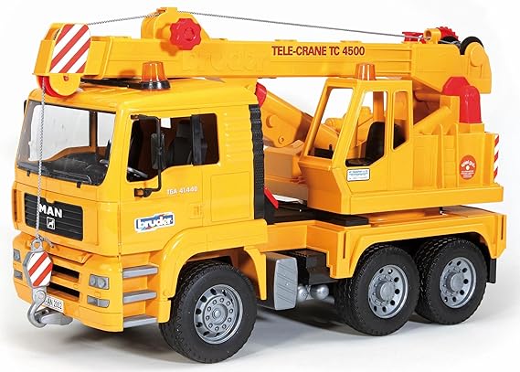 Bruder - Man Vinçli Kamyon Ölçekli Model, Sarı | 1:16 ölçekli, devirme kabini, Almanya'da üretilmiştir, 4 yıldan itibaren