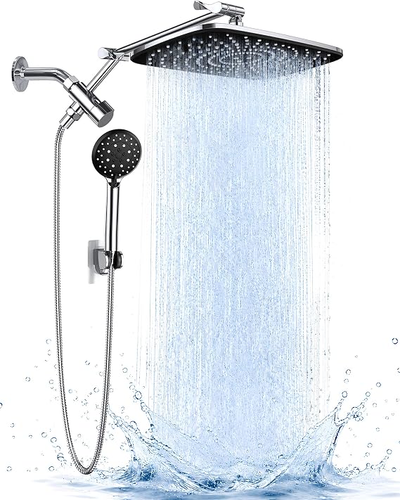 Veken 11.8" High Pressure Shower Head with Handheld, Metal Core Fittings