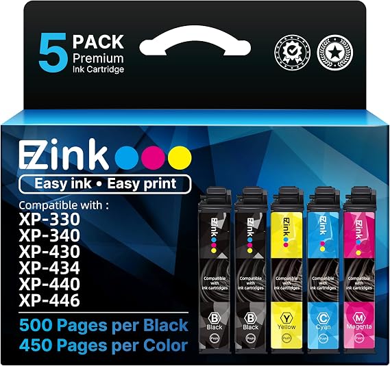 E-Z Ink Remanufactured Ink Cartridge Replacement for 288XL High Yield to use with Epson XP-440 XP-446 XP-330 XP-340 XP-430 (2 Black, 1 Cyan, 1 Magenta, 1 Yellow with Latest Upgraded Chips)
