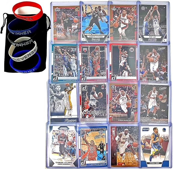 Basketball Cards: Curry, Lebron, Durant, Lillard, Kawhi Leonard, Wade, Paul George, Butler, Brandon Ingram, DeRozan, Lamarcus Aldridge, Walker, Gay, CJ Mccollum, Williams, Rose (16) Card Gift Bundle