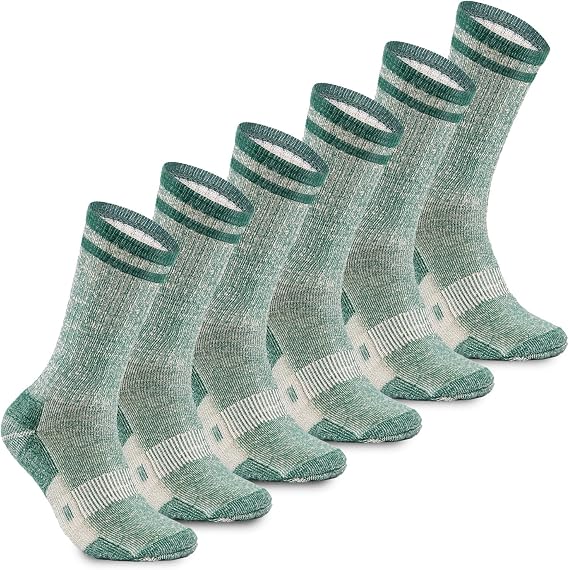 MERIWOOL 3 Pairs Merino Wool Midweight Hiking Crew Socks for Men and Women with Snug Calves Moisture-Wicking Cushioned Socks