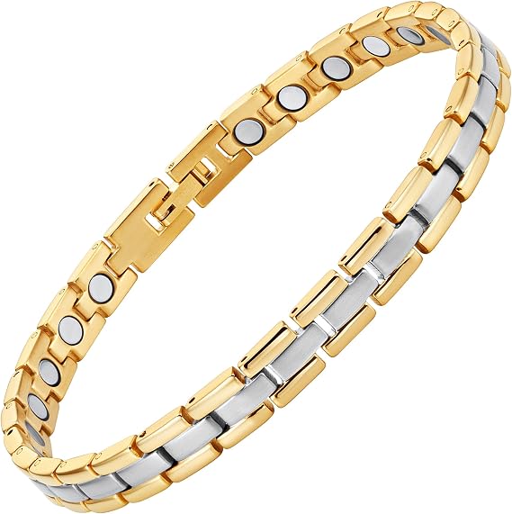 Willis JuddWomens Magnetic Ankle Bracelet Ultra Strength Magnetic Anklets Titanium Magnetic Ankle Bracelets for Women (Two Tone)