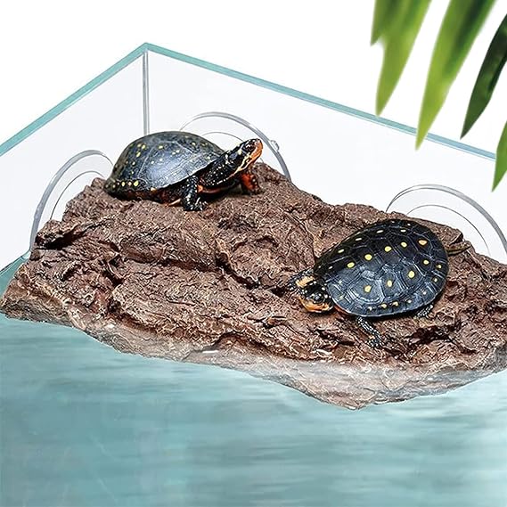 LIYAOLI Turtle Basking Platform with Suction Cups,Floating Dock for Aquatic Turtles Tank,Basking Rock Resting Terrace for Terrapins,Tortoises - Aquarium/Reptile Tank Accessories Decor(Brown)
