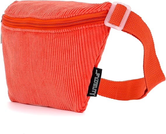Fydelity Small Crossbody Bags for Women & Men 80s/90s Small Bum Bag Stylish Travel & Festival Belt Bag Ideal Fanny Pack for Daily Fashion Perfect for Travel & Everyday Wear Corduroy Orange