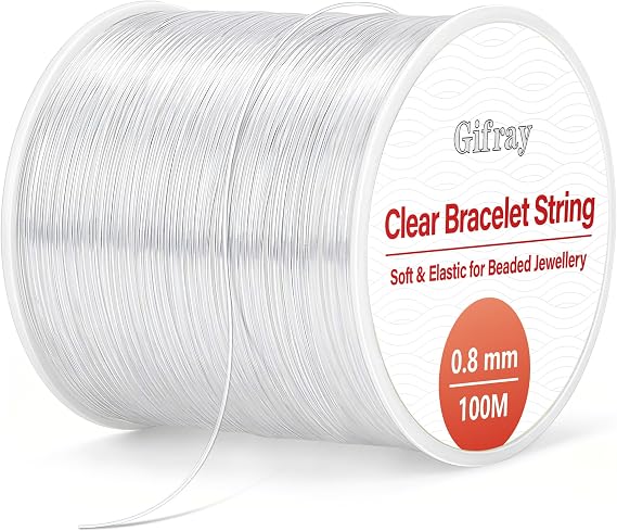 0.8mm Clear Elastic String for Bracelet Making, Crystal Elastic Cord with Beading Needle - Strong & Durable Beading Thread for DIY Jewellery, Necklaces, Friendship Bracelets, Kandi String(100m)