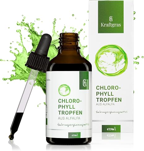 Chlorophyll Drops from Alfalfa [50 ml] - Liquid Chlorophyll from the Alfalfa Plant with Water [Vegan & Natural Pure] - Herbal Dietary Supplement without Additives