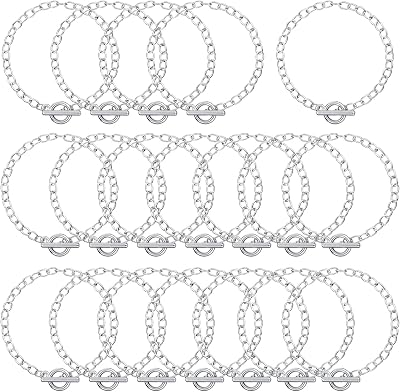 Silver Metal Couple Bracelets, Unisex Friendship Chain Jewelry, Fashion Wholesale Ot Toggle Clasp, Chain Link Bracelet 80 Pack For Gift Shop Retail