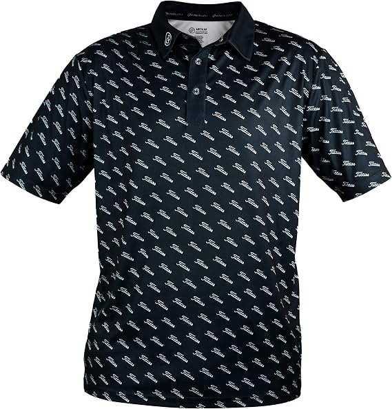 GP Golf Polo Shirt for Men - Collared Golf Shirt with Titties Text Pattern