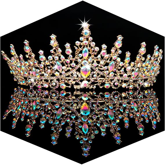 TOBATOBA AB Gold Crown for Women Wedding Tiara for Bride Queen Crown Crystal Tiaras and Crowns for Women Royal Princess Quinceanera Headpieces for Birthday Prom Pageant Halloween Cosplay Accessories