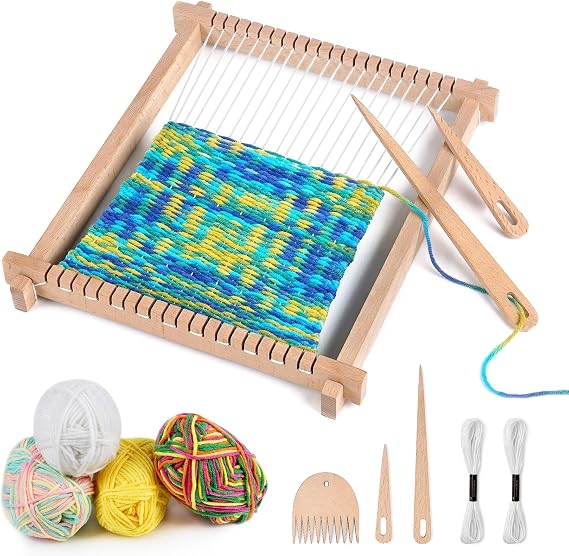 Weaving Loom for Kids,Knitting Loom Kit Crafts for Kids Ages 8-12 Beginners | Lemonfilter 9.4x11inch kids Weaving loom Yarn Kit for Adult, Wooden Frame DIY Coaster Tapestry Arts Gifts for Girls