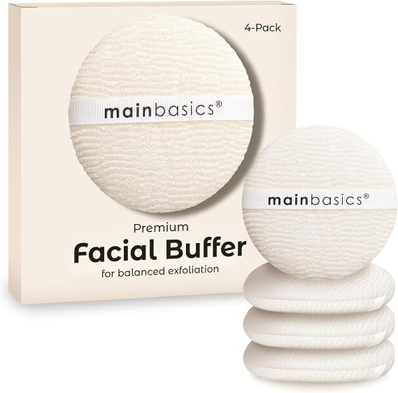 MainBasics Face Scrubber Exfoliator Pads 4-Pack, Exfoliating Sponge