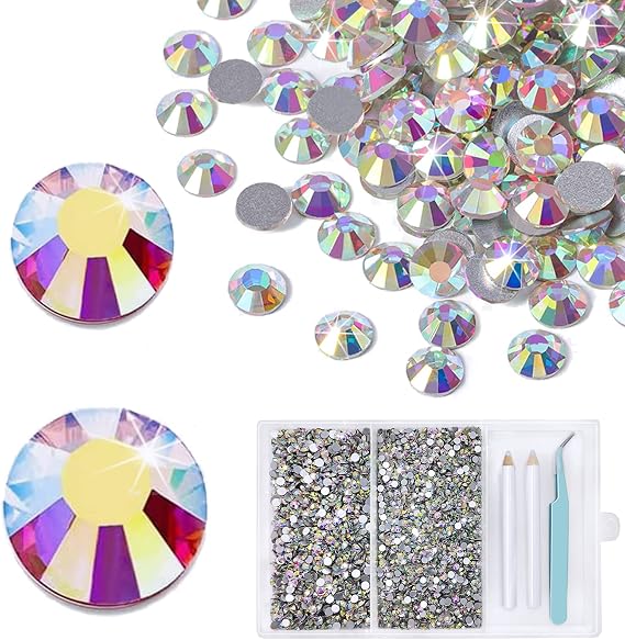 Yhsheen Crystal Rhinestones for Crafts, 2880 Pcs AB Flatback Gems, Bedazzler Kit with Glass Rhinestones for Clothes, Tumblers, DIY Decorations (SS16-SS20 /3.8-5mm)