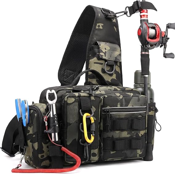 Fishing Bag Large Capacity Fishing Equipment Bag Carry Bag Multifunctional Shoulder Bag Fishings Bag Carp Bag Waist Bag with Shoulder Strap and Carry Handles Trout Fishing Bag (B)