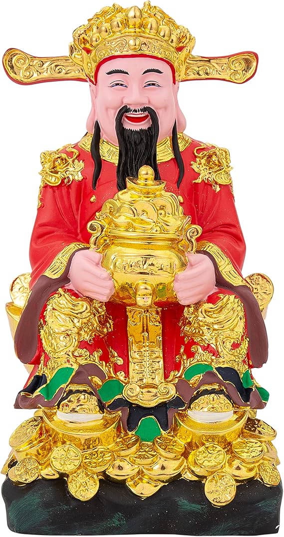 Top Resin CAI Shen Statue - God of Wealth and Fortune, Caishen Figurines & Sculpture, Tsai Shen Yeh - Feng Shui Decor & Gifts for Home, Feng Shui Statue, Chinese Decor & Gifts,Chinese New Year Gift