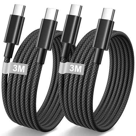 iPhone 15 16 Charger Cable 3M 2Pack, USB C to USB C Charger Cable 3M Nylon Fast Charging A-pple USB C Cable for iPhone Air/17/17 Pro/16 Pro Max/16 Plus/16/15,iPad Pro/Air,Macbook