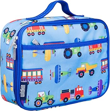 Wildkin Kids Insulated Lunch Box, Keeps Food Hot or Cold, BPA-Free with Mesh Pockets & Easy-Clean Lining Ideal for School, Travel & Daycare Trains, Planes, and Trucks