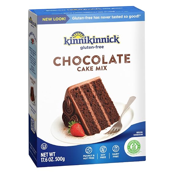 Kinnikinnick Gluten Free Chocolate Cake Mix, 17.6 oz Box, Allergy Friendly, Dairy Free, Kosher