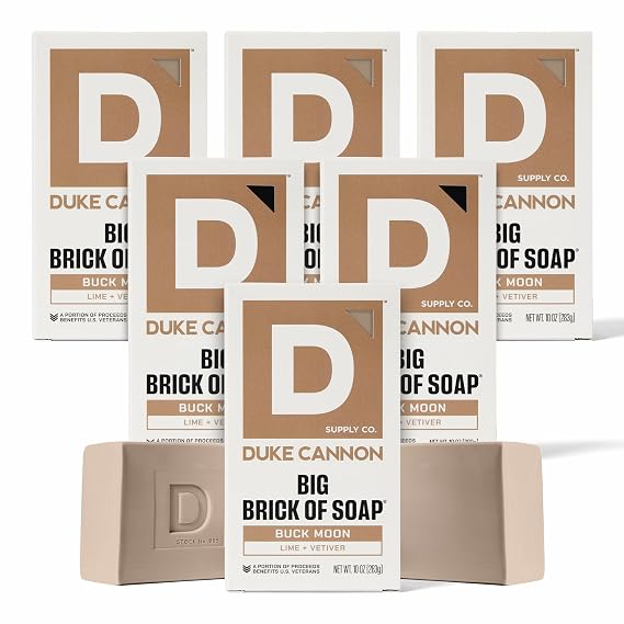 Duke Cannon Supply Co. Bar Soap Puck Bundle - Men's Natural Rounded Bar Soap with Masculine Scents - Disc-shaped Mens soap - All Skin Types - Buck Moon,5 oz (6 Pack)
