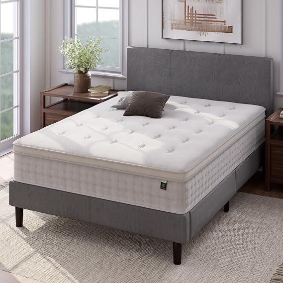 Zinus 12 Inch Euro Top Pocket Spring Hybrid Mattress, Twin, Pressure Relief, Pocket Innersprings for Motion Isolation, Mattress in A Box