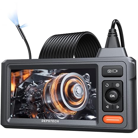 Dual-Lens Endoscope Camera with Light, DEPSTECH 1080P HD Borescope with 5" IPS Screen, 16.5FT Flexible Sewer Plumbing Snake Camera, Cool Gadgets for Men, Women