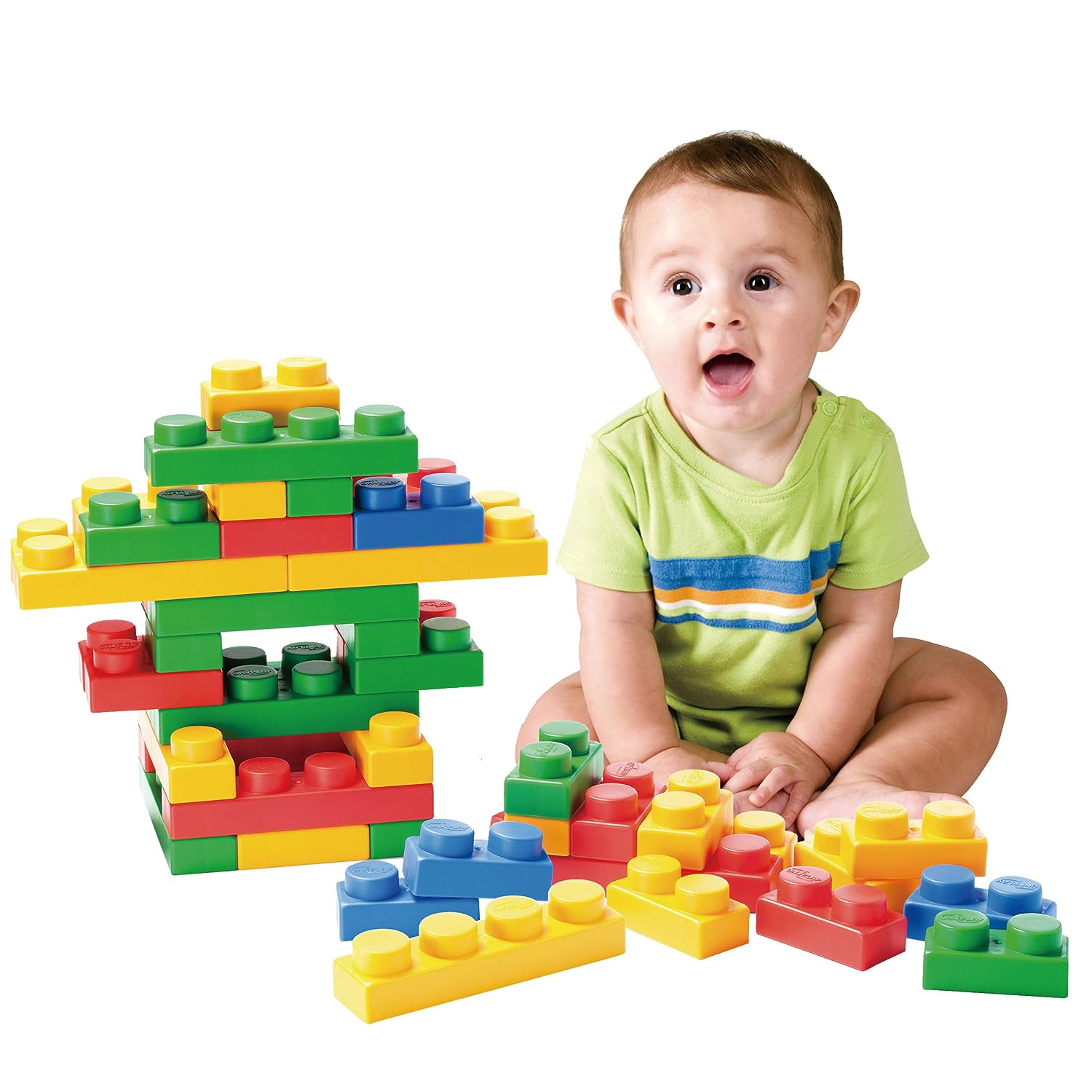 UNiPLAY Basic Soft Building Blocks — Cognitive Development Toy, Educational Blocks, Interactive Sensory Chew Toy for Ages 3 Months and Up 36-Piece Set