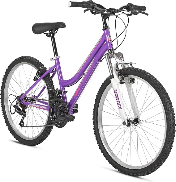 Pacific Mountain Sport Bike, 24 or 26 inch Mountain Bike for Youth and Adults, 18 Speed, Steel Frame, Knobby Tires, Front Suspension Fork, Twist Shifters, Linear Pull Brakes, Youth and Adult Bicycle