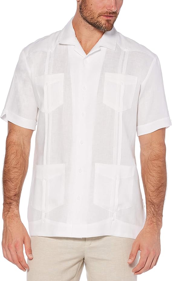 Cubavera Men's 100% Linen Short Sleeve Button-Down Guayabera Shirt (Available in Big & Tall) 100% Linen Four-Pocket Short Sleeve Button-Down Guayabera Shirt (Size Small - 5X) (Pack of 1)