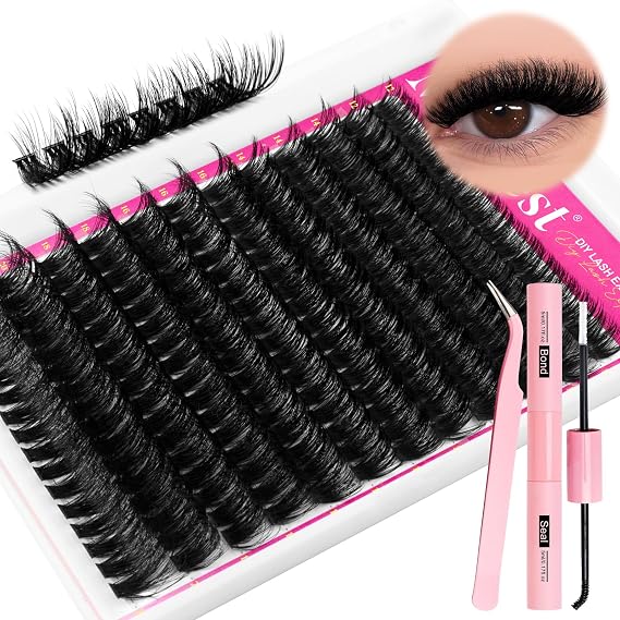 MilyBest Fluffy Longer-100D Volume Lash Clusters Kit, 12-22mm D Curl