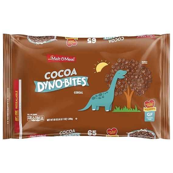 Malt-O-Meal Cocoa Dyno Bites Gluten Free Breakfast Cereal, Gigantic Size Bulk Bagged Cereal, 65 Ounce (Pack of 4)