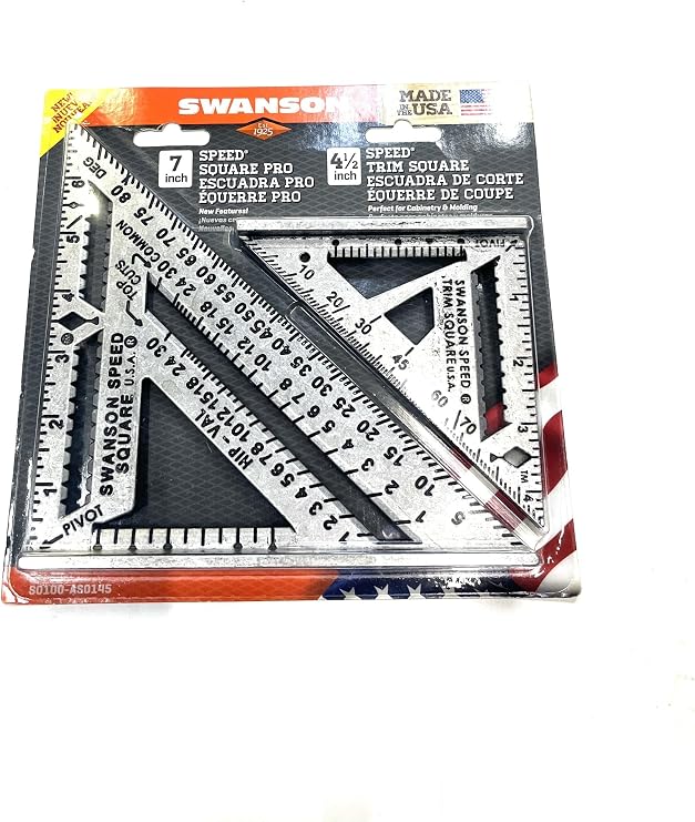 Swanson 7-Inch Speed Square Pro and 4.5-Inch Speed Trim Square Set (S0100-AS0145)