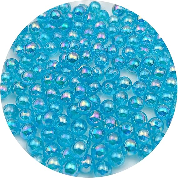 2000 Pcs 4mm Acrylic Round Beads AB Colors Craft Beads Round Spacer Beads with Holes for DIY Craft Making Necklace Bracelet Earring Ornament(20- Lake Blue)