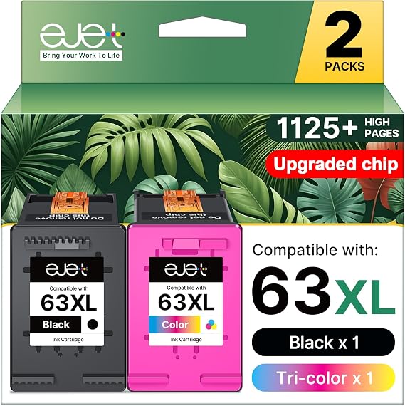 63XL Ink Cartridge Combo Pack Replacement for HP Ink 63 63XL Ink Cartridges