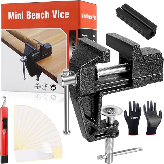 Golf Grip Removal Tool Kit - Portable Non-Slip Vise Clamp + Retractable Hook Knife + Rubber Sleeve + 13 Pieces of Double Sided Tape (2 x10), Grip Replacement Tool for Home Traveling Clubs