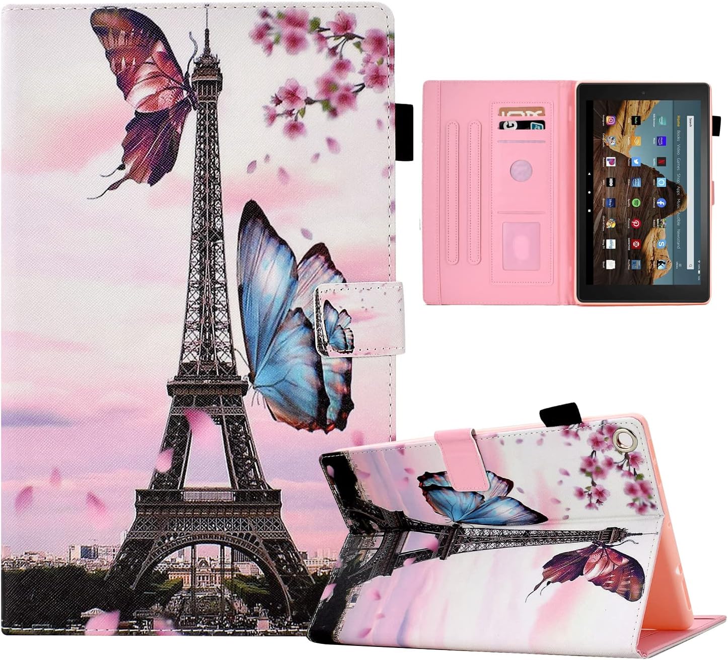 DTangLsm Case Fit Amazon Fire HD 10 Tablet Case 9th7th5th Generation, 201920172015 Release Premium Leather Slim Fit Smart Cover Stand with Auto WakeSleep for Older Fire HD 10.1, Eiffel Tower