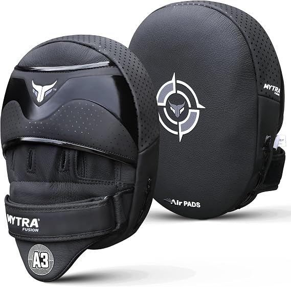 Mytra Fusion Air Boxing Mitts Real Leather Boxing Pads for MMA Muay Thai Training and Martial Arts Punching Pads Kickboxing Focus Mitt and Focus Pads with Pair