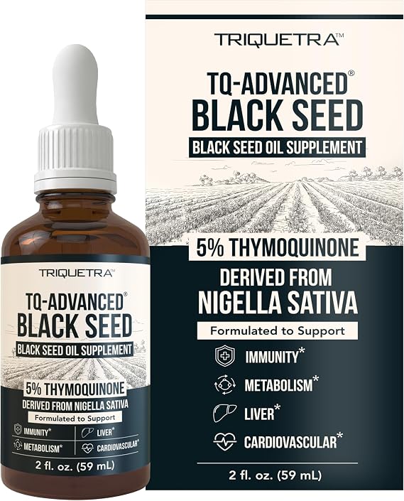Black Seed Oil Liquid | 5% Thymoquinone - TQ-Advanced | High Potency - 100 mg per Serving - 15:1 Concentrate from Nigella Sativa Extract, Raw Form, Vegan Formula, Glass Bottle (30 Servings)