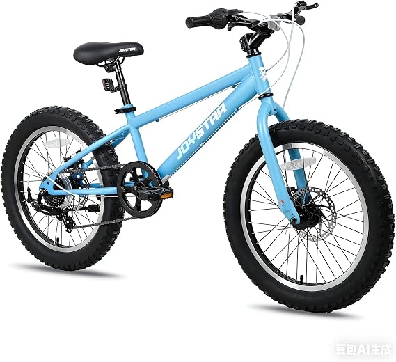 JOYSTAR 20 Inch Mountain Bike for Kids Ages 7-12 Year Old, 3-Inch Wide Knobby Tires, 7 Speed Shimano Drivetrain, Disc Brakes, Fat Tire Kids Bicycles for Boys Girls