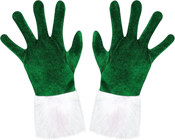 Boyiee Christmas Santa Gloves Velvet Fur Cuff Women Costume